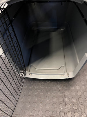 Grey Plastic Pet Carrier with Steel Door 80 BY 55 - Minor Scuff Marks