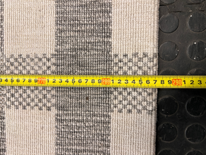 Grey and White Checkered Flat-Weave Floor Rug — Fair Used Condition