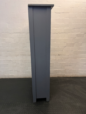 Grey and White Four-Tier Wooden Bookshelf — Good Condition