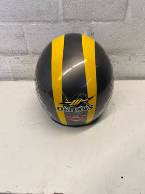 HBC Bogo Open-Face Helmet – Matte Black with Yellow Racing Stripes