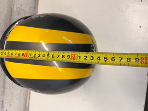 HBC Bogo Open-Face Helmet – Matte Black with Yellow Racing Stripes