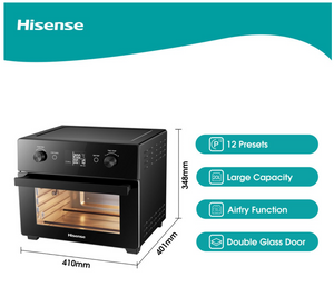 Hisense 20L Multifunction Airfryer Toaster Oven - Black