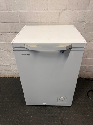Hisense White Chest Freezer — Working Order with Heavy Exterior Wear