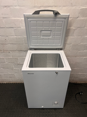 Hisense White Chest Freezer — Working Order with Heavy Exterior Wear