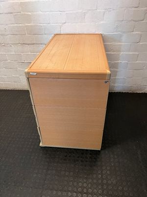Honey-Toned 3-Drawer Office Organiser with Ribbed Detail - 2ndhandwarehouse.com