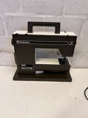 Husqvarna 3610 Vintage Sewing Machine - White and Brown, Minor Scuffs