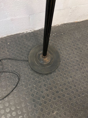 Elegant Black Metal Floor Lamp with Frosted Glass Shade - Shade is cracked - 2ndhandwarehouse.com