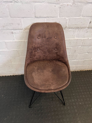 Stylish Brown Upholstered Dining Chair with Metal Legs - Minor Wear - 2ndhandwarehouse.com