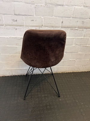 Stylish Brown Upholstered Dining Chair with Metal Legs - Minor Wear - 2ndhandwarehouse.com