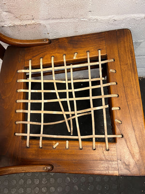 Vintage Carved Wooden Chair with Woven Seat - Character Piece - PRICE DROP - 2ndhandwarehouse.com