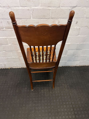 Vintage Carved Wooden Chair with Woven Seat - Character Piece - PRICE DROP - 2ndhandwarehouse.com
