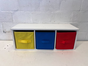 Colorful 3-Bin Storage Shelf with Primary Color Fabric Bins