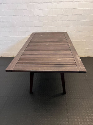 Stylish Dark Brown Wooden Dining Table with Minor Scratches
