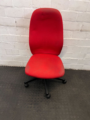 Ergonomic Red Desk Chair with Rolling Base – Minor Wear