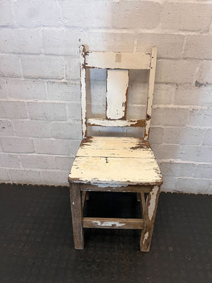 Rustic White Shabby Chic Wooden Chair - Distressed Charm - 2ndhandwarehouse.com