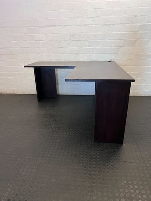 Efficient L-Shape Executive Desk - Dark Wood Finish - 2ndhandwarehouse.com