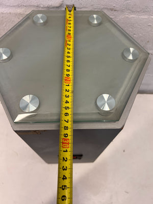 Hexagonal Grey Speaker Stand with Glass Top β Minor Marks - 2ndhandwarehouse.com