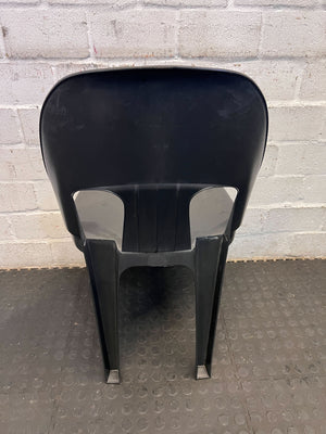 Sturdy Black Plastic Stackable Chair - Minor Wear, Great for Outdoor Use