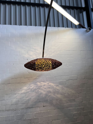 Unique Arc Floor Lamp with Textured Disc Shade