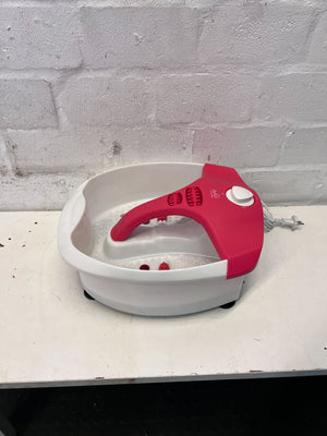 Relaxing Dual Foot Spa Soaker with Red and White Design, Good Condition