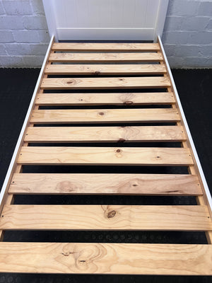 Adorable White Single Bed Frame with Heart Cutouts