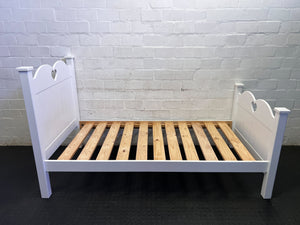 Adorable White Single Bed Frame with Heart Cutouts