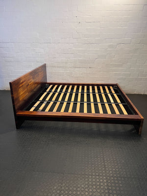 Modern Solid Wood King Bed Frame with Headboard