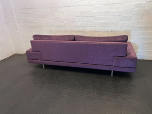3 seater couch - Vibrant Purple Sofa with Floral Cushions โจ - 2ndhandwarehouse.com