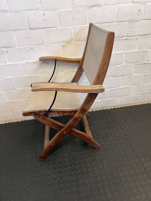 Rustic Wood & Canvas Folding Chair - Director's Style