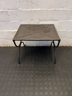 Rustic Industrial Metal Accent Side Table 40 x 35cm