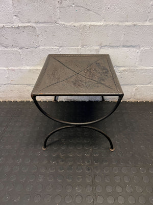 Rustic Industrial Metal Accent Side Table 40 x 35cm