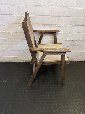 Rustic Wooden & Canvas Folding Chair