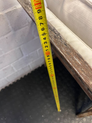 Rustic Charm Wooden Armchair with Cream Cushions