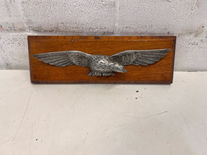 Vintage Wooden Eagle Wall Décor with Silver Metal Detailing