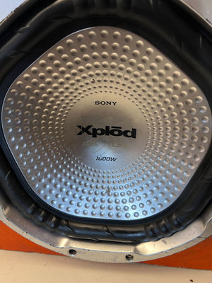 CLEAN, SOLD AS IS - Sony Xplod 1000W Subwoofer in Custom Orange Box - 2ndhandwarehouse.com