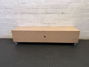 Contemporary Wood & Grey TV Unit with Sliding Doors