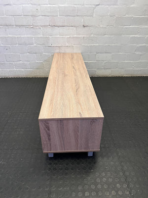 Contemporary Wood & Grey TV Unit with Sliding Doors