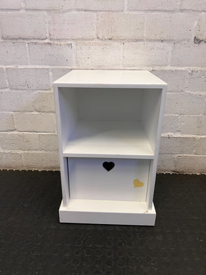 Charming White Bedside Table with Heart Detail