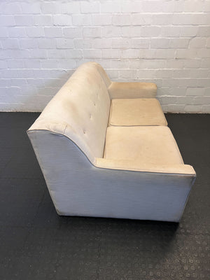 Chic Cream Upholstered 2-Seater Couch with Minor Wear - REDUCED