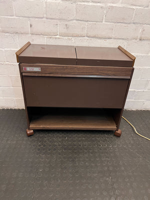 Vintage Brown Wood Cabinet with Pull-Out Table - 2ndhandwarehouse.com