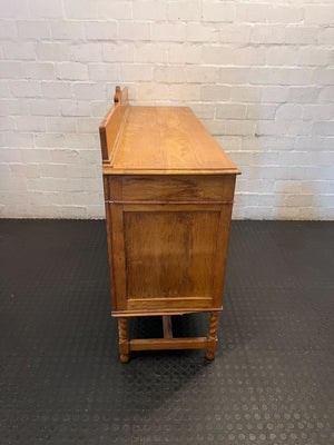 Charming Vintage Wooden Sideboard with Ornate Carving draw missing a hinges - 2ndhandwarehouse.com