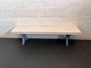 Stylish Grey X-Leg Wooden Bench