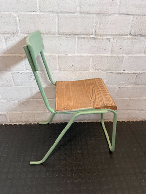 Vintage Sage Green Metal & Wood Schoolhouse Chair