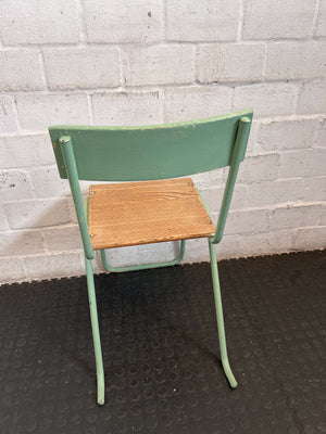 Vintage Sage Green Metal & Wood Schoolhouse Chair
