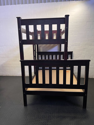 Classic Dark Wood Bunk Bed with Under-Bed Storage Drawers