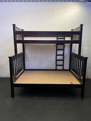 Classic Dark Wood Bunk Bed with Under-Bed Storage Drawers