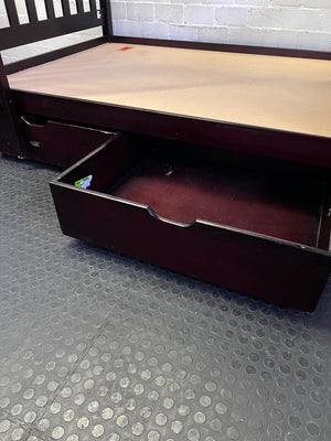 Classic Dark Wood Bunk Bed with Under-Bed Storage Drawers
