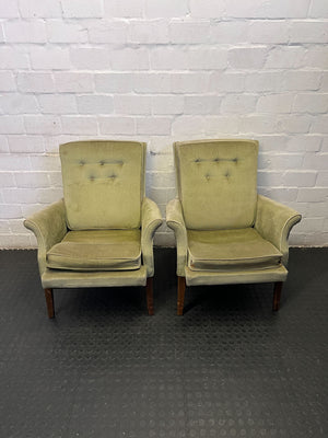 Vintage Sage Green Tufted Armchair