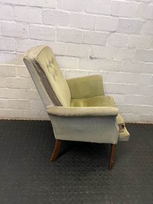 Vintage Sage Green Tufted Armchair