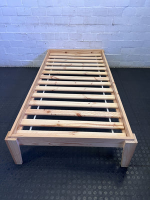 Natural Wood Single Bed Frame - Slatted Base